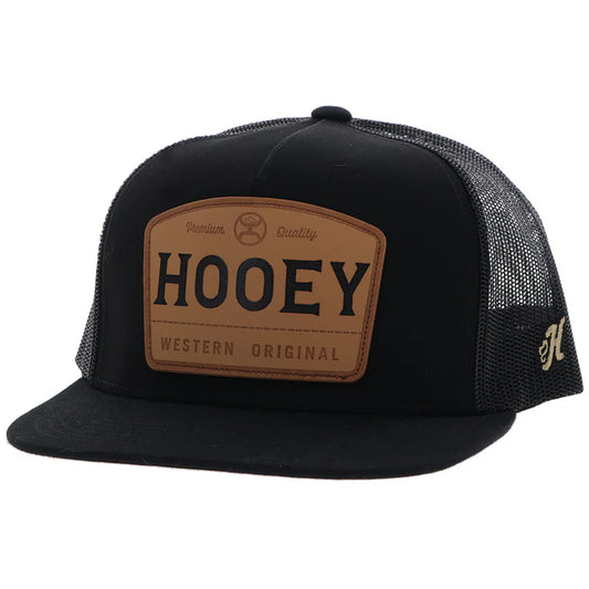 "Trip" Hat Black w/ Tan & Brown Leather Patch