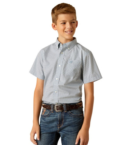 ARIAT YOUTH EDGAR SS SHRT - BLUE HEAVEN