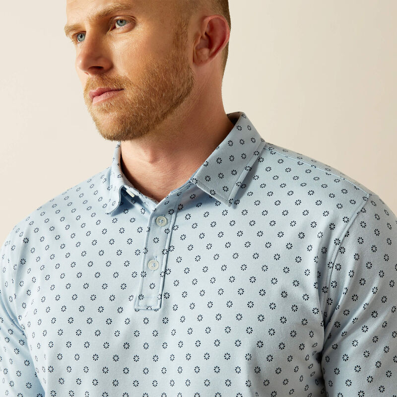 ARIAT MEN'S RETRO CASHMERE BLUE SS Polo