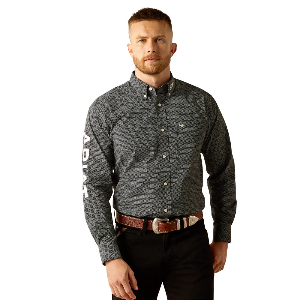 Ariat Team Fowler Classic Fit Long Sleeve Button down Shirt - Black/White