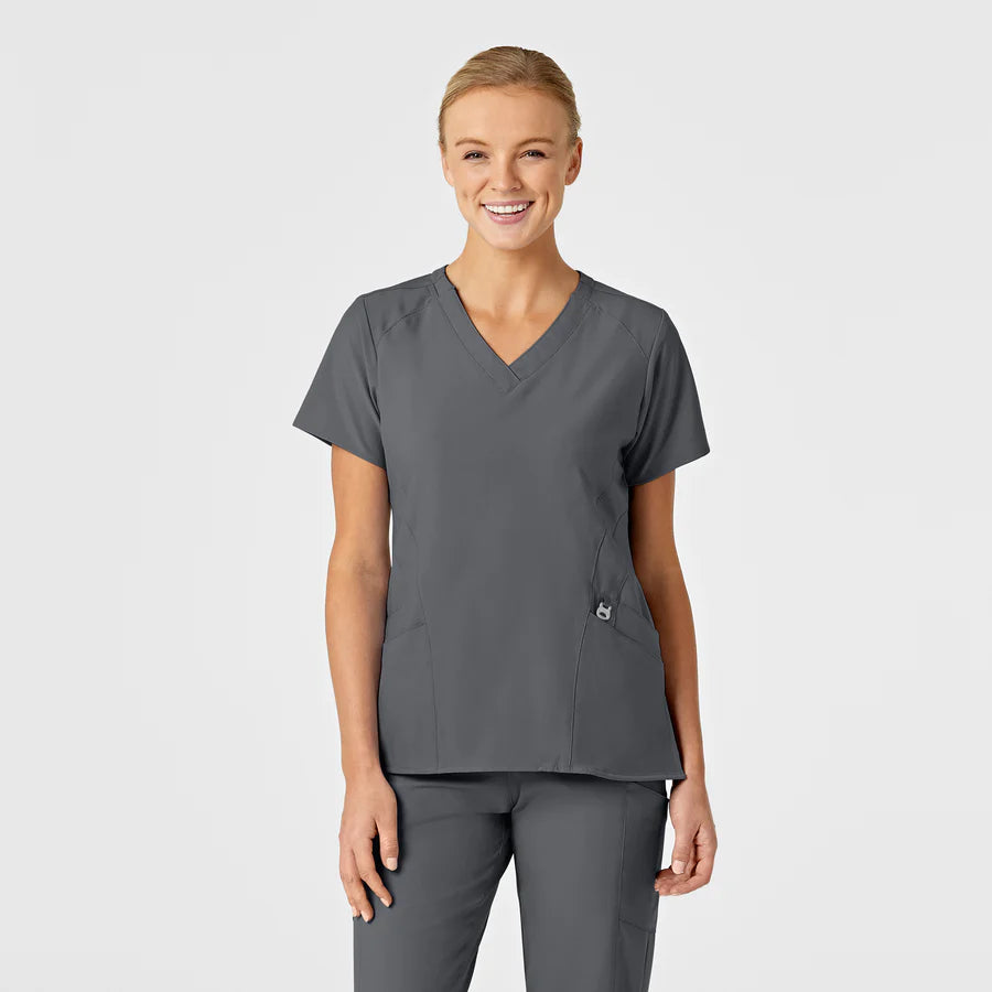W123 Women's Stylized V-Neck Scrub Top - PLUS