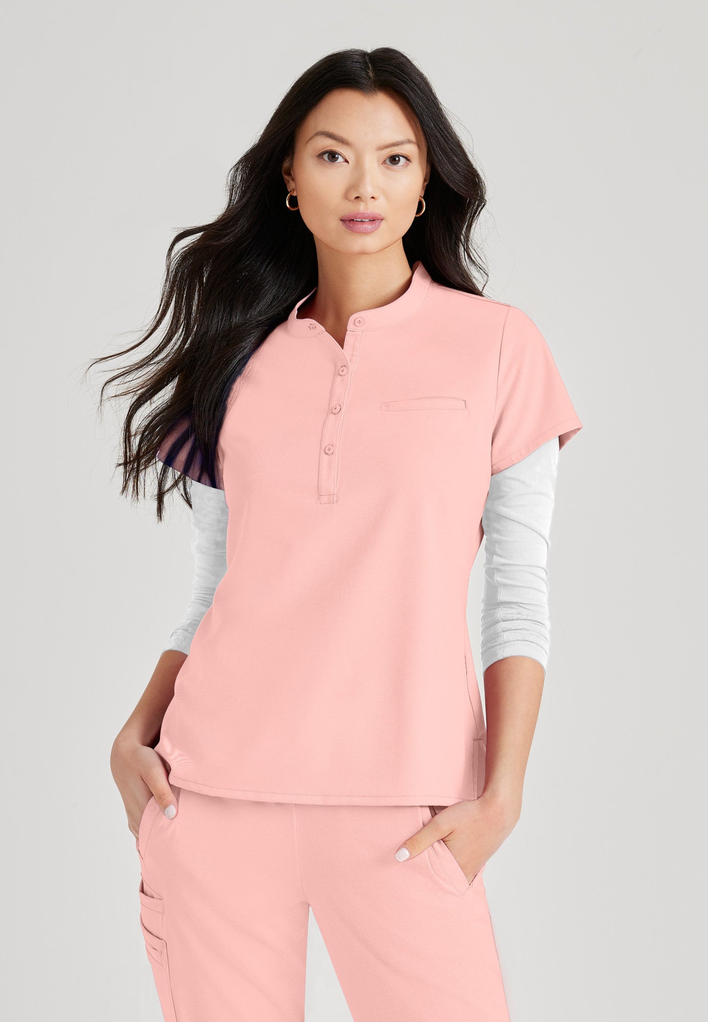 Mission 1-Pocket Henley Neck Scrub Top