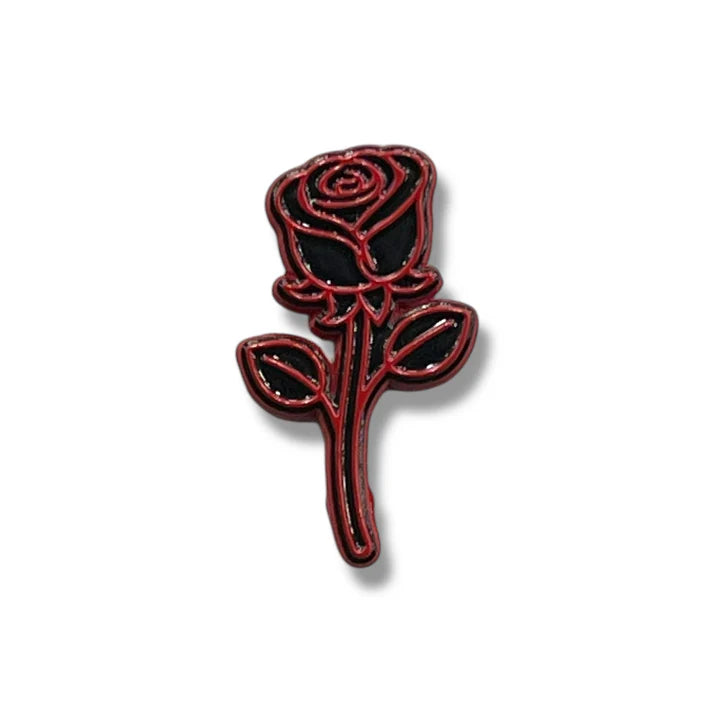 Rose Hat Pin - Black/Red