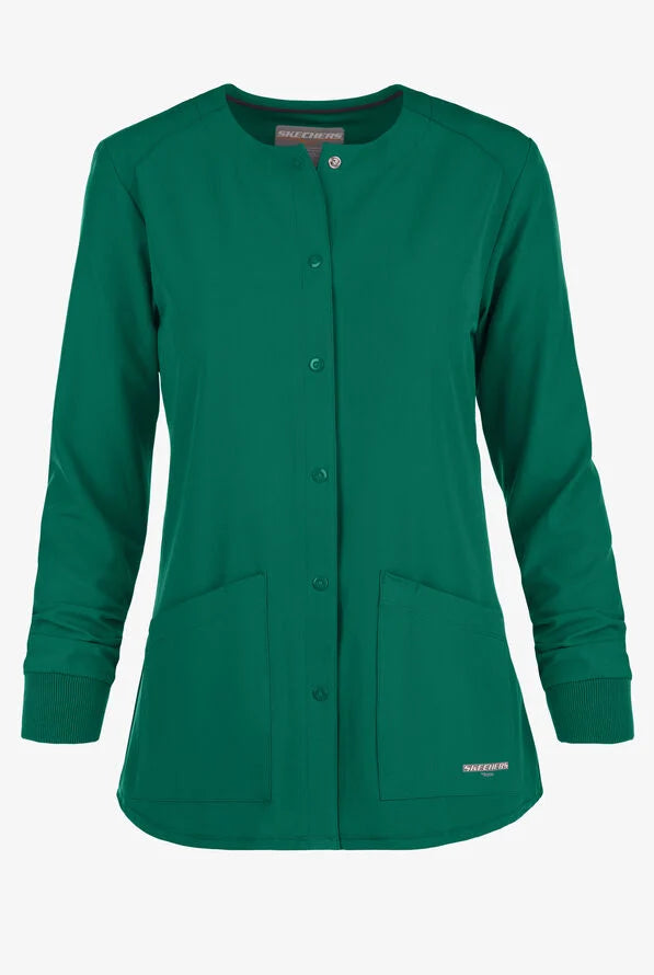 Stability 2-Pocket Crewneck Snap-Front Scrub Jacket