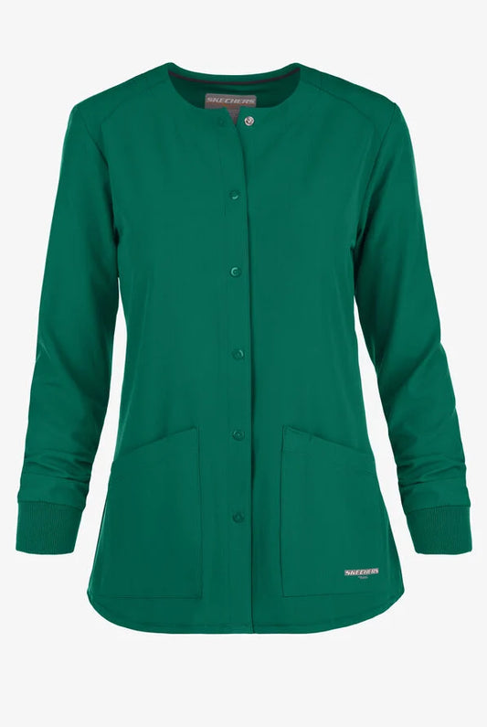 Stability 2-Pocket Crewneck Snap-Front Scrub Jacket