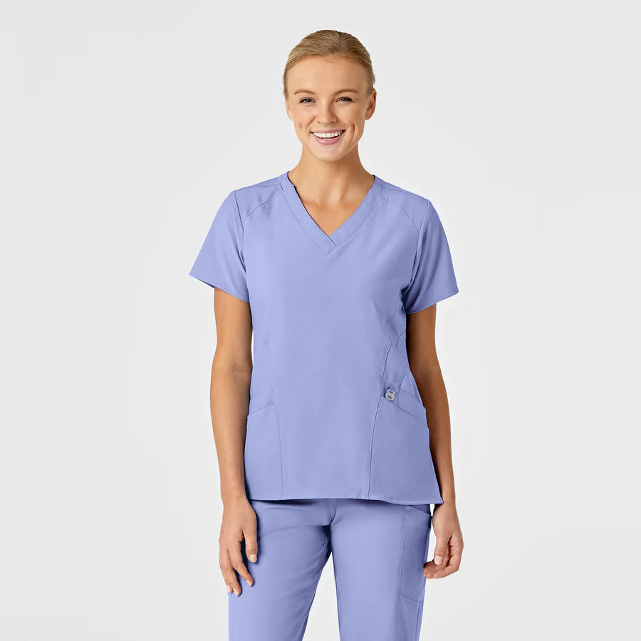 W123 Women's Stylized V-Neck Scrub Top - PLUS