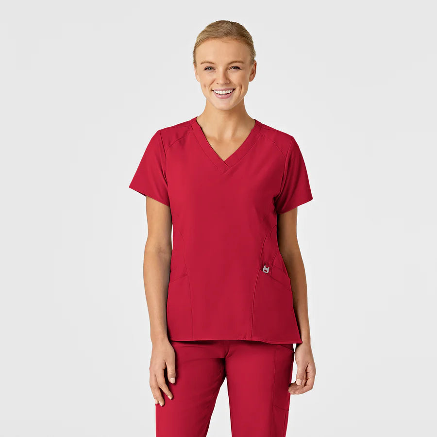 W123 Women's Stylized V-Neck Scrub Top - PLUS