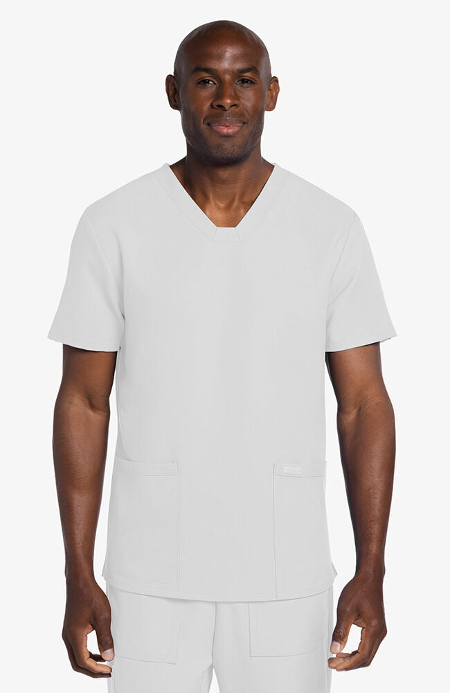 Men's 2-Pocket Squared V-Neck Scrub Top