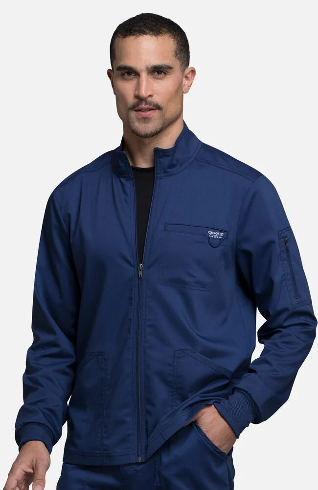 Men's Zip Front Solid Scrub Jacket