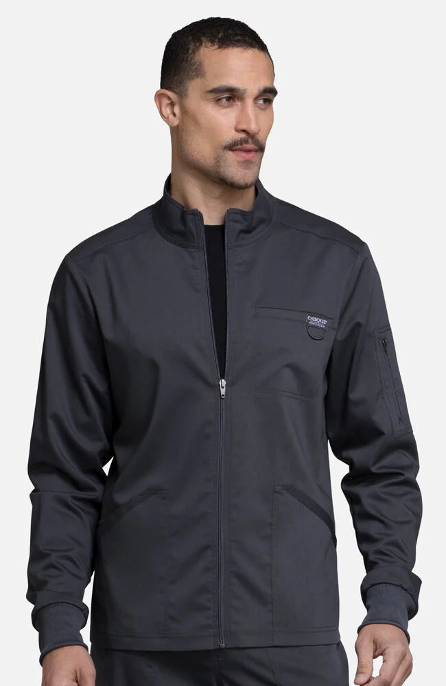 Men's Zip Front Solid Scrub Jacket