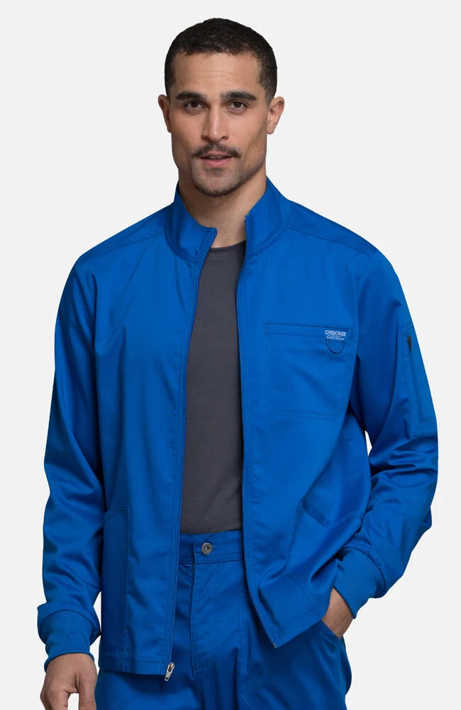 Men's Zip Front Solid Scrub Jacket
