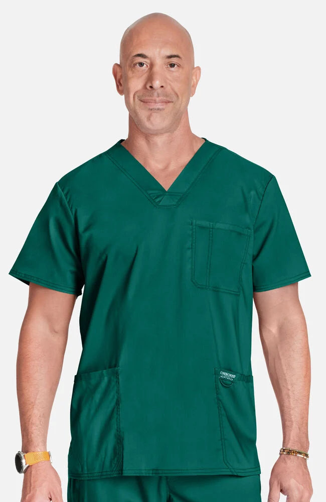 Men's V-Neck Utility Solid Scrub Top - Plus