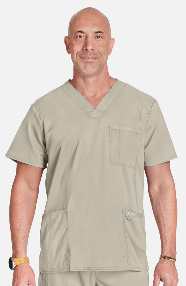 Men's V-Neck Utility Solid Scrub Top - Plus