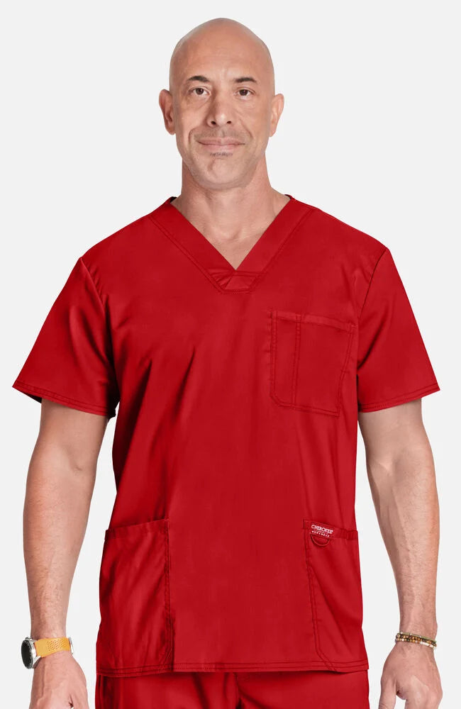 Men's V-Neck Utility Solid Scrub Top - Plus