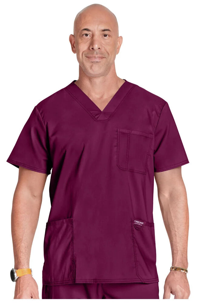 Men's V-Neck Utility Solid Scrub Top - Plus