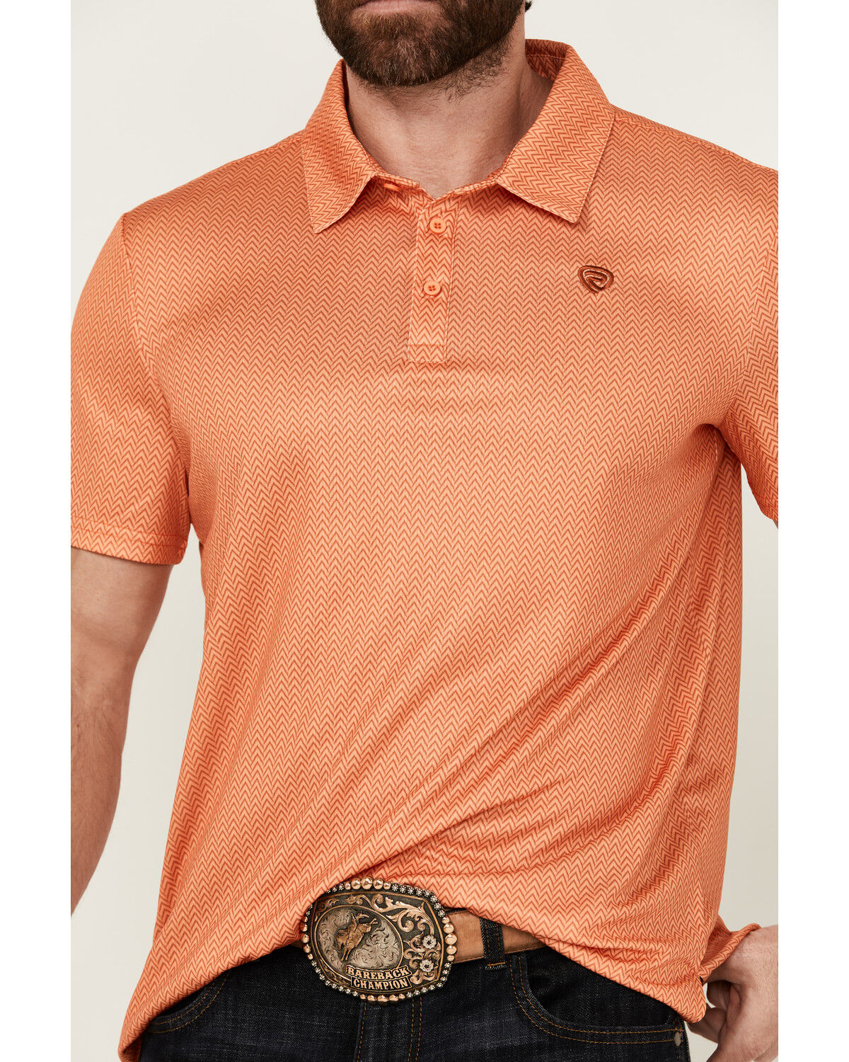 ROCK&ROLL SS MICRO PRINT POLO - ORANGE