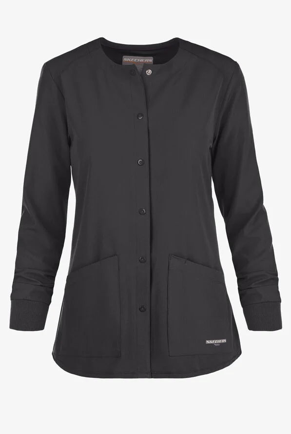 Stability 2-Pocket Crewneck Snap-Front Scrub Jacket