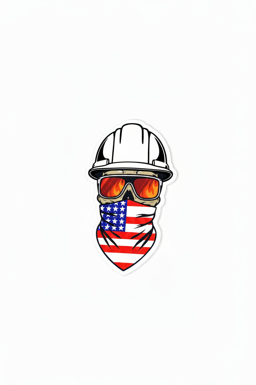 Welder Blk Hard Hat American Sticker