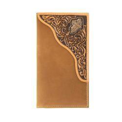 3D Mens Rodeo Wallet Cross Concho Floral Embossing Brown