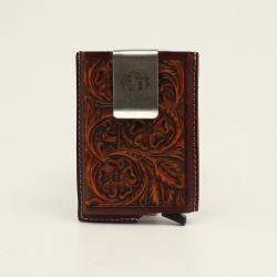 3D Mens Smart Wallet Tooled Brown