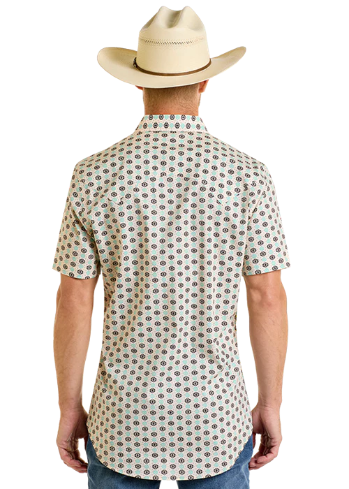 Rock&Roll Aztec Print SS Snap - Turquoise