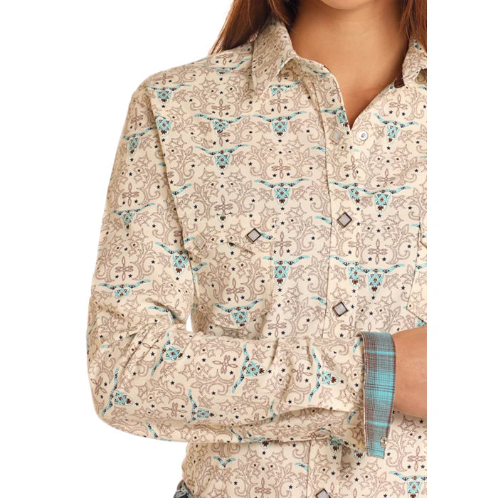 Pandhandle Ladies Novelty Corduroy Snap Western Shirt