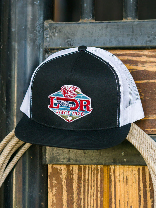 Lazy J Ranch Black & White Conquest curve cap