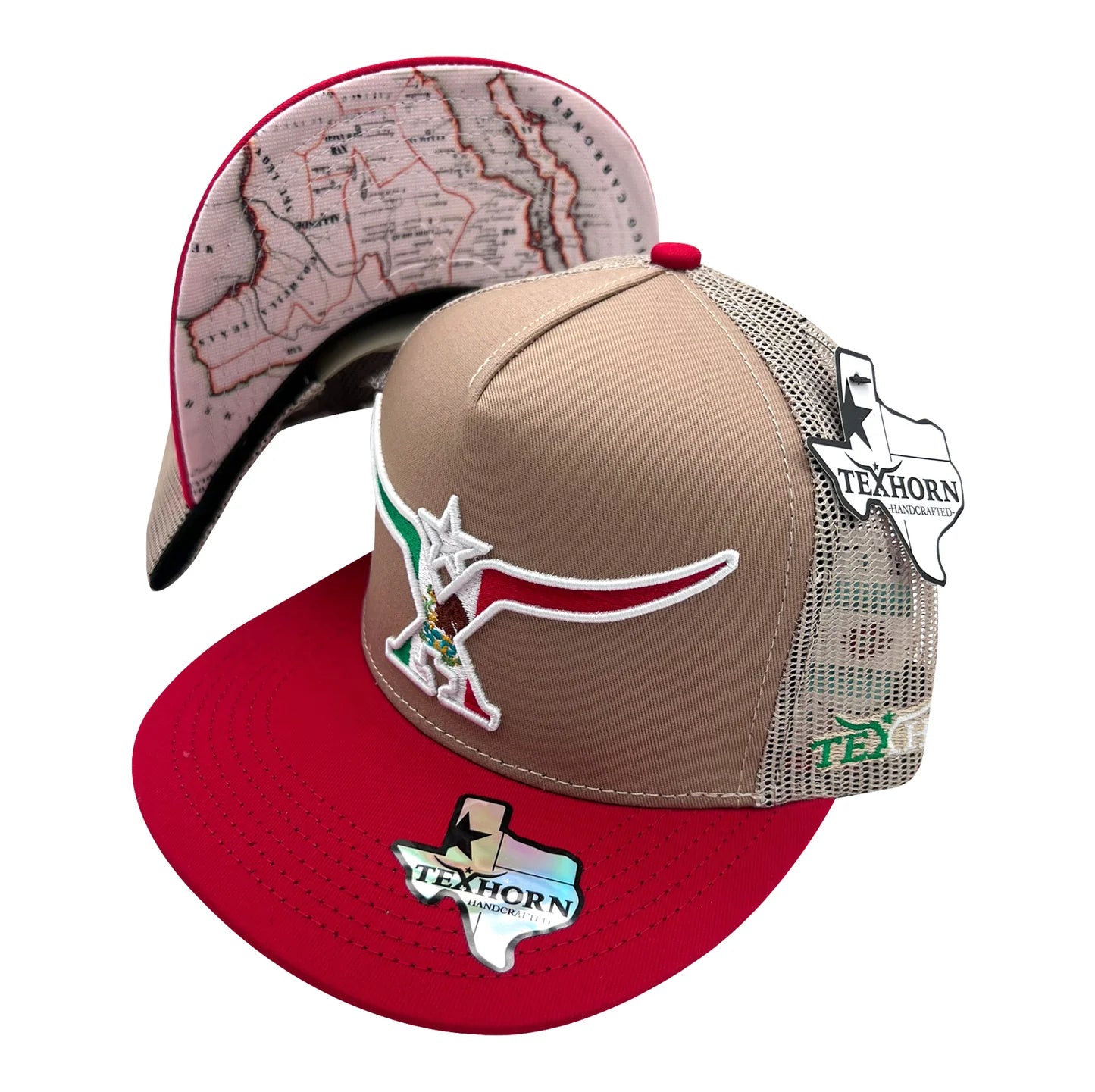 TEXHORN HAT - TAN/RED MEXICO LONGHORN