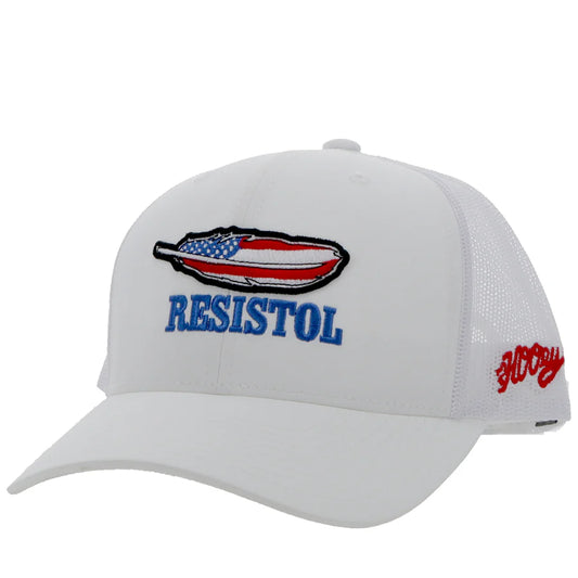 HOOEY "RESISTOL" WHITE W/ FEATHER LOGO HAT