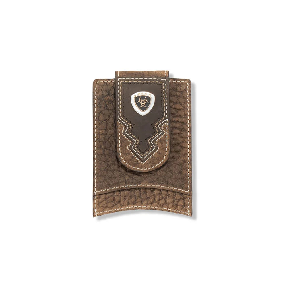 Ariat Mens Card Case Money Clip Brown Rowdy
