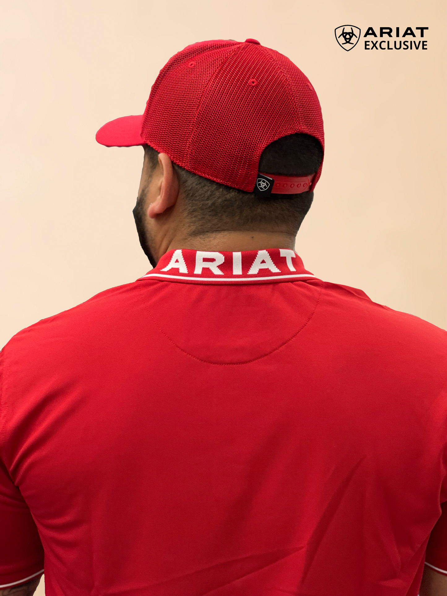 Men's Ariat Tek APS Logo SMU SS Red/White Polo