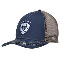 Ariat Western Mens Cap Baseball Hat Mesh Snapback Logo Patch Blue