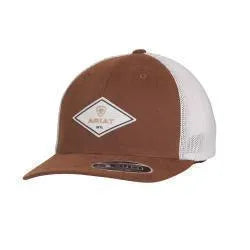 Ariat Mens FlexFit 110 Cap Diamond Faux Leather Patch Brown
