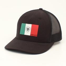 Gorra Ariat con la bandera de México, color negro.