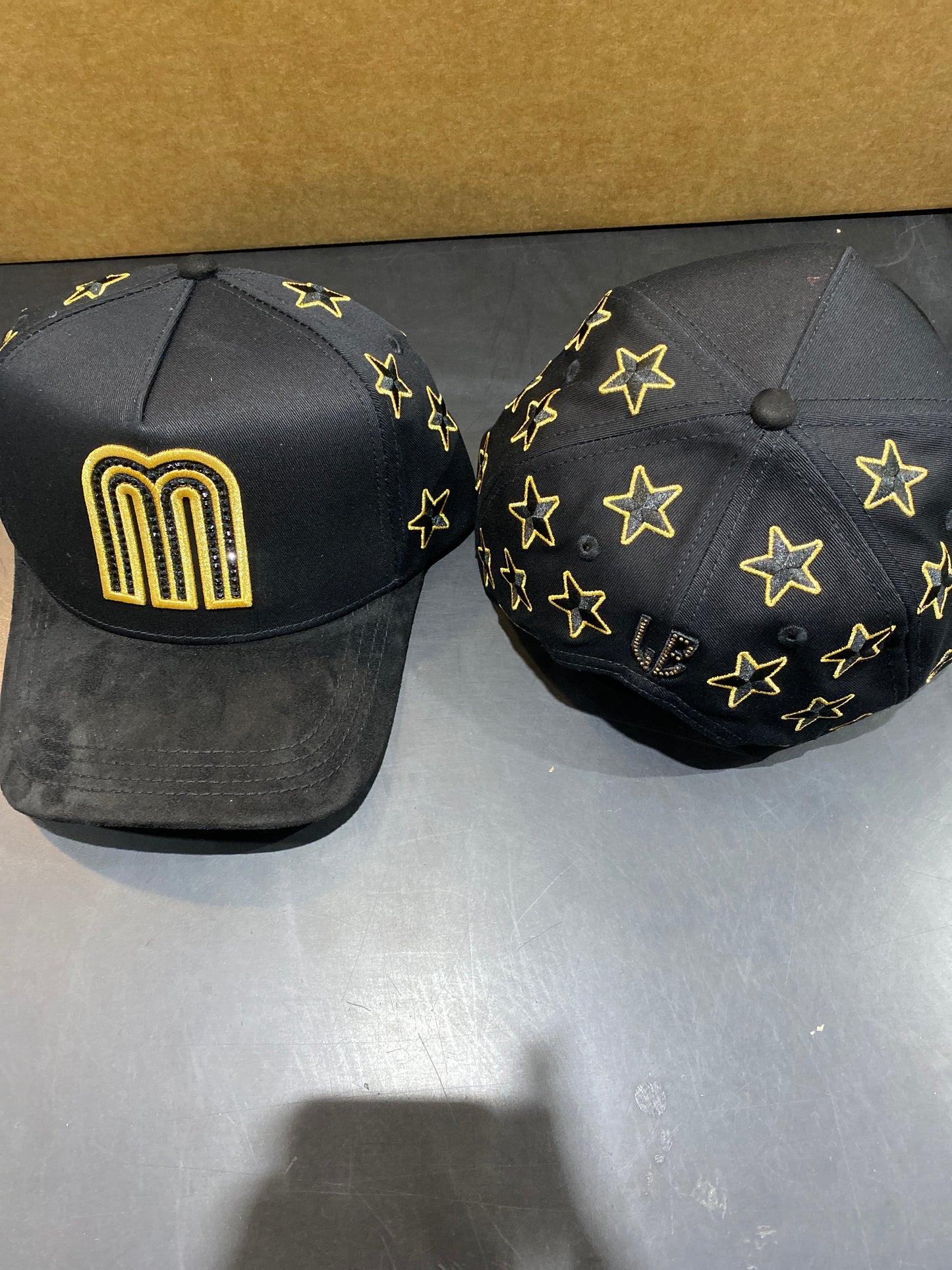 Hat M Mexico Patches Black/Gold Rhinestone