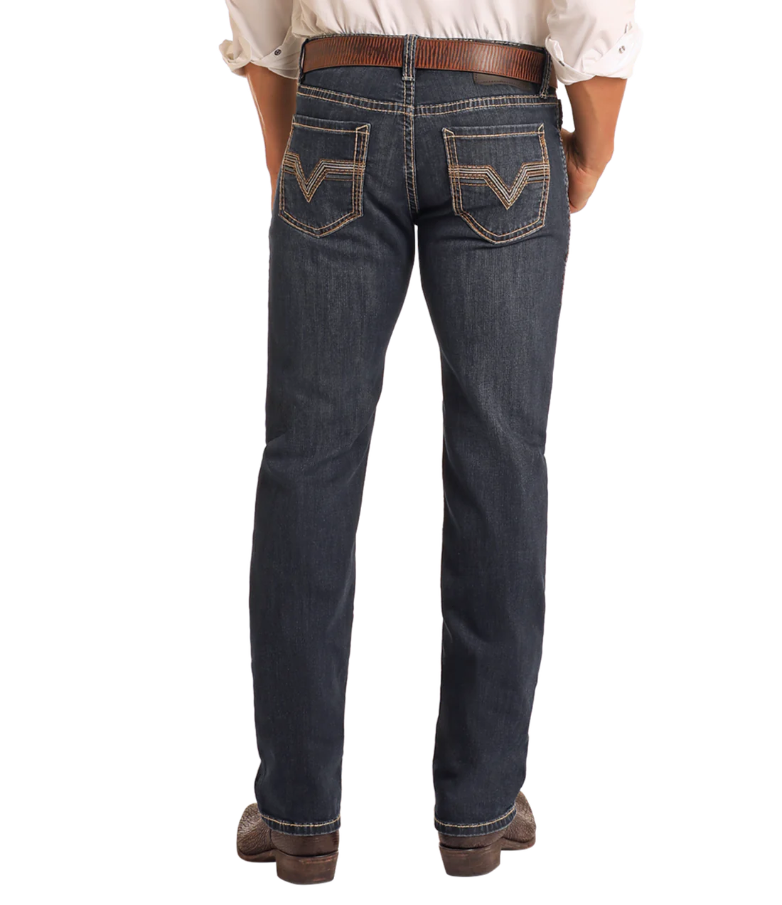 Slim Fit Dark Wash Two-Tone Stitch Straight Leg Jeans
