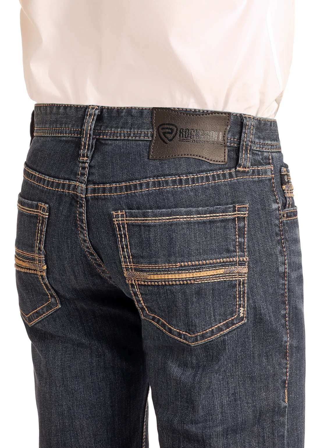 Slim Fit Ladder Pocket Stitch Straight Leg Jeans