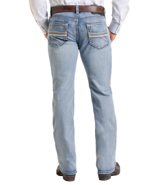 Slim Fit Leather Stitch Pocket Straight Leg Jeans