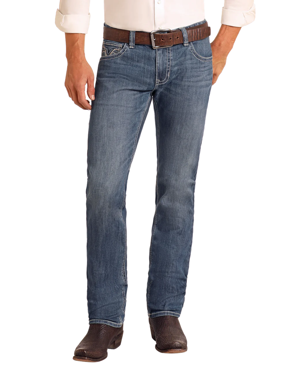 Rock&Roll Two Tone EMB Skinny Jean