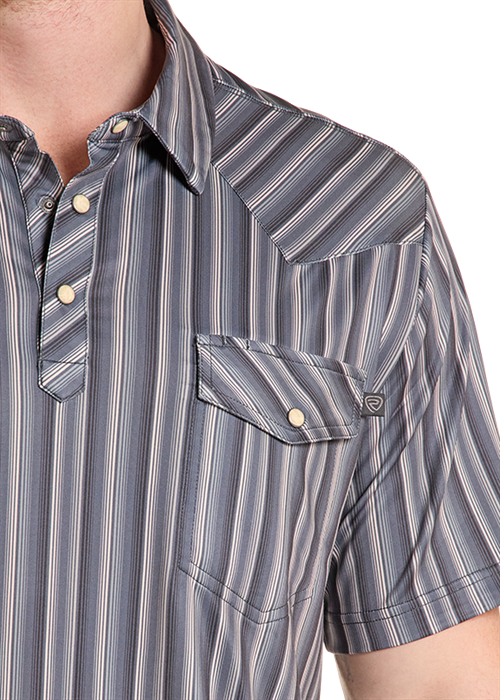 Rock&Roll Striped Core Western Vented Polo