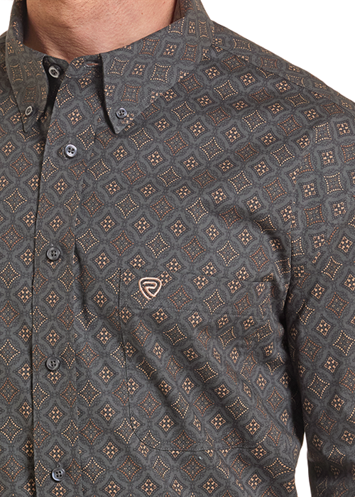 Rock & Roll Medallion Print LS Shirt