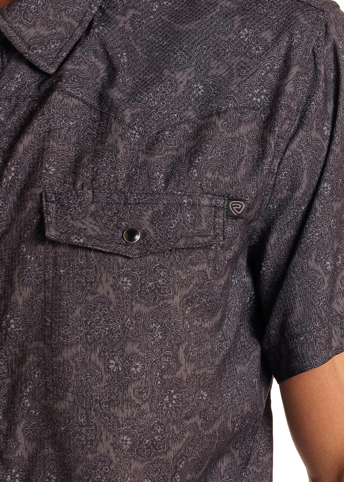 Rock&Roll Tek Paisley Print SS - Charcoal