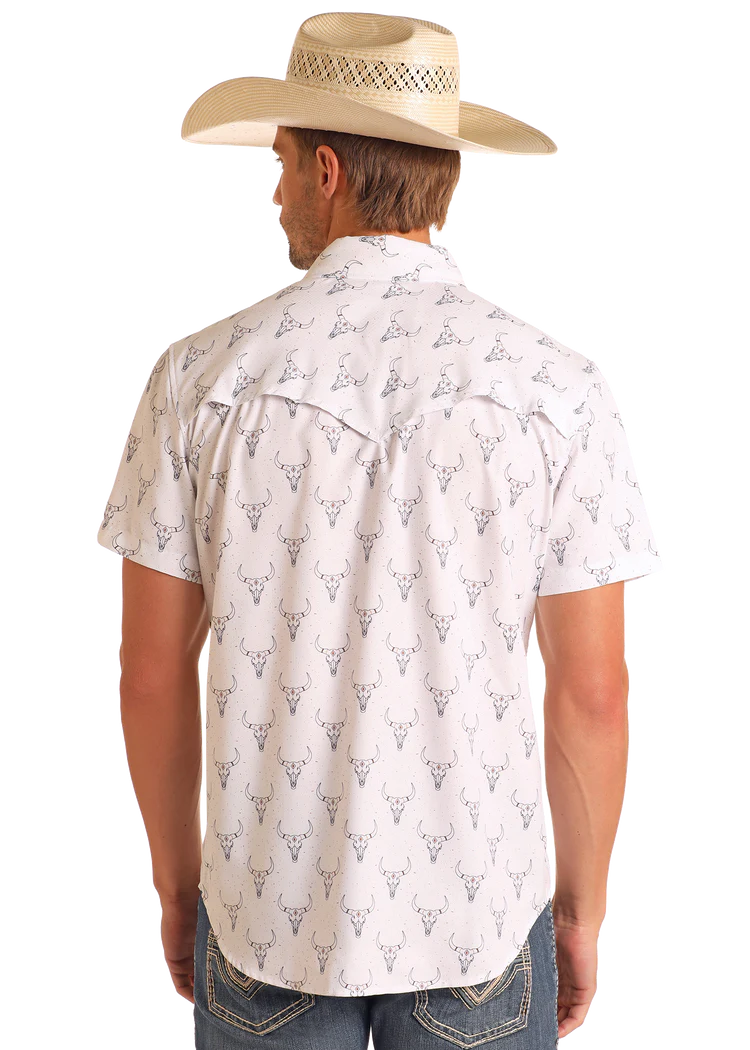Rock&Roll Longhorn Print SS Snap - Natural