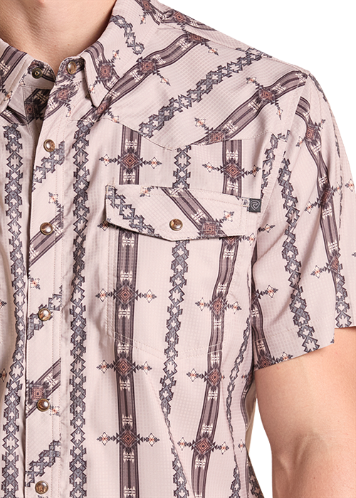 Rock&Roll Aztec Stripe Print Shirt