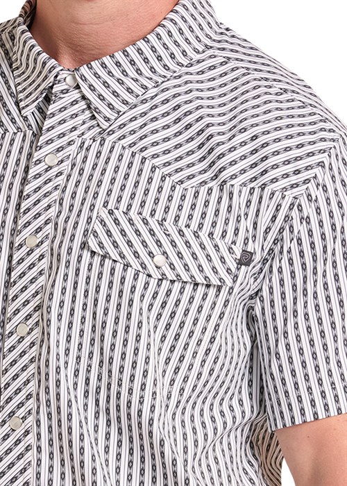Rock&Roll Aztec Stripe Print SS Snap Shirt