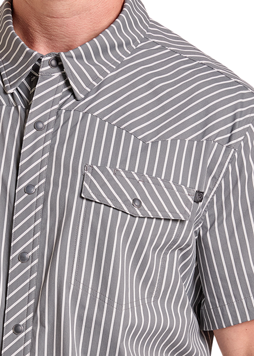 Rock&Roll Stripe Print SS Snap Shirt