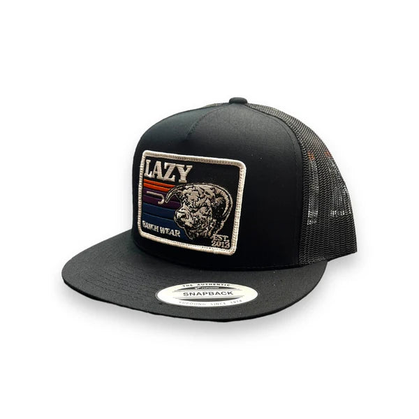 Lazy J Flat Hat - Black/Black Sunset