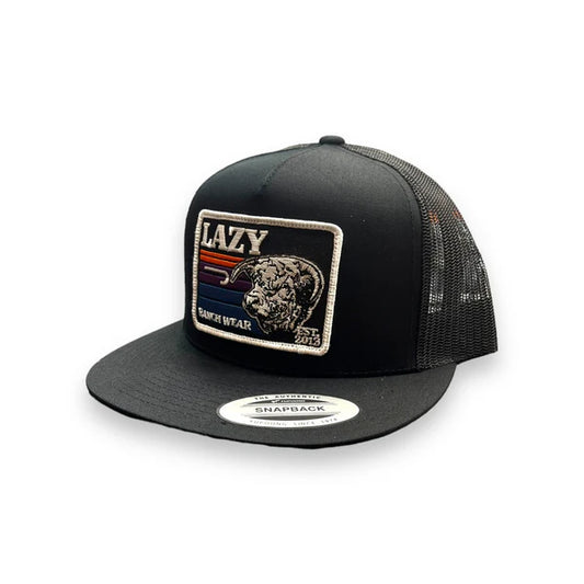 Lazy J Flat Hat - Black/Black Sunset