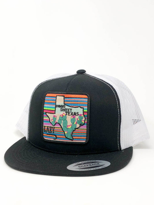 Lazy J Ranch Black & White Home Sweet Texas Mid Profile Trucker Hat