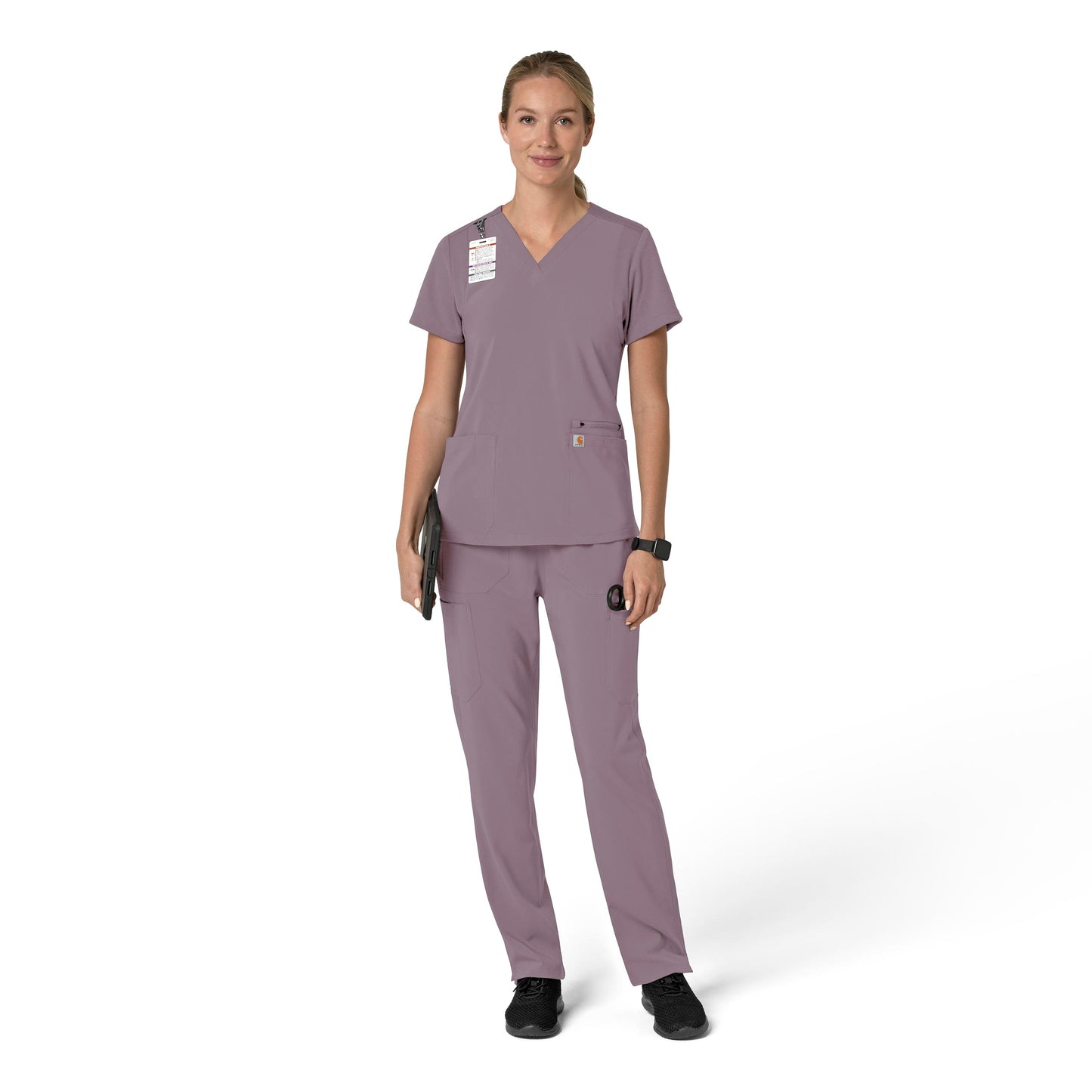 Carharrt Force Cross-Flex Women's Flex Panel V-Neck Scrub Top Lavender Mist